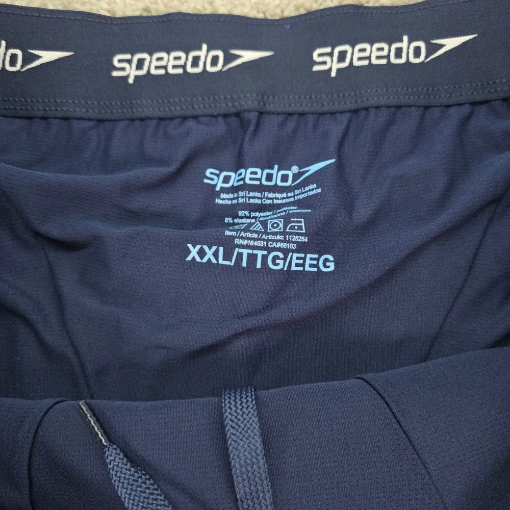 Speedo Men's Navy and Teal Patterned Swim Trunks